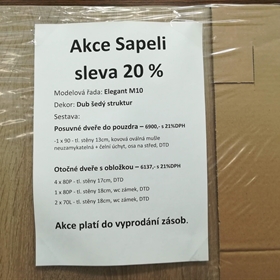 Výprodej skladových zásob dveří Sapeli. Sleva 20%.